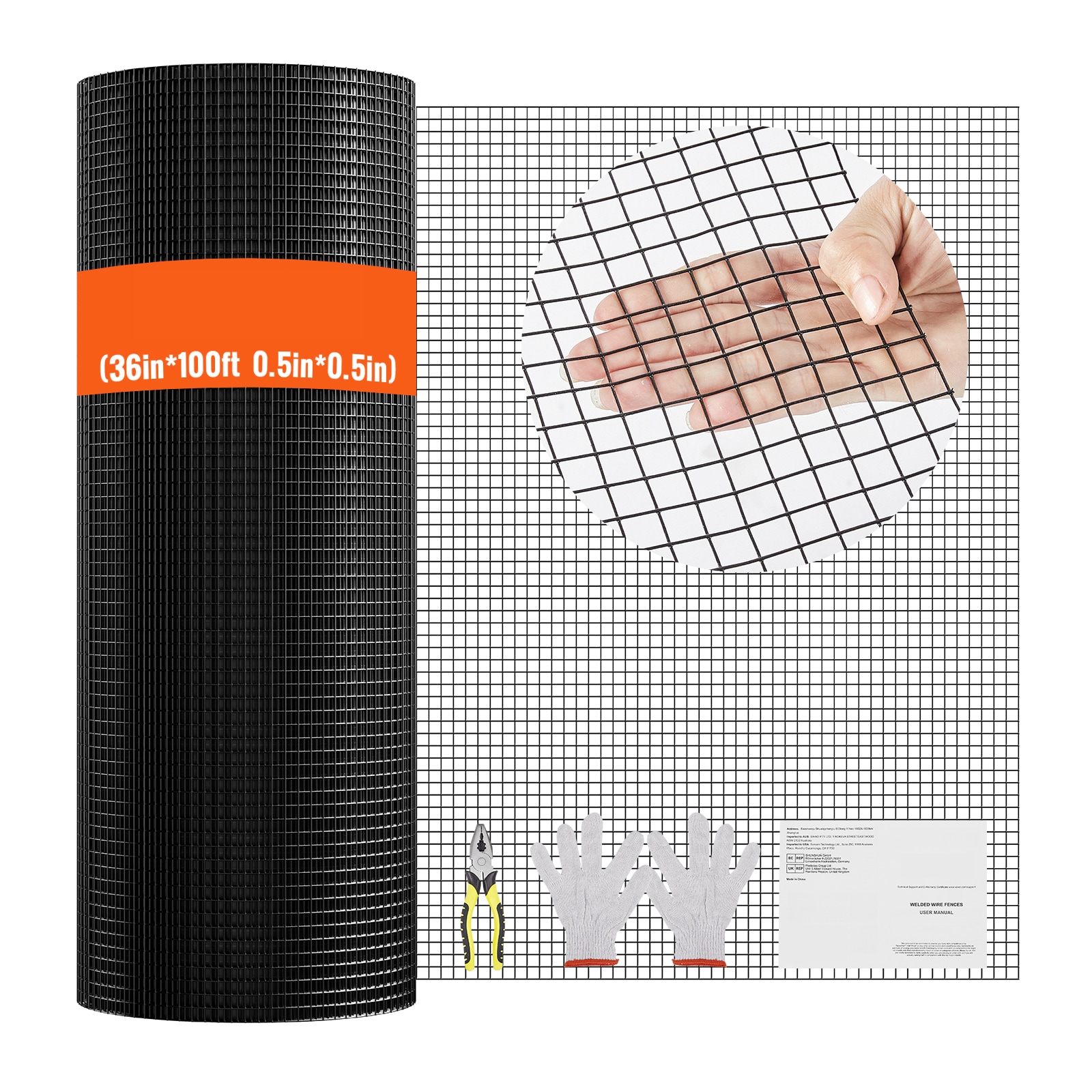 Hardware Cloth, 36'' X 100' Galvanized Wire Mesh Roll, 19 Gauge Chicken Wire Fence Roll, Vinyl Coating Metal Wire Mesh For Chicken Coop Barrier, Rabbit Snake Fences, Poultry Enclosures_maomaolike.com